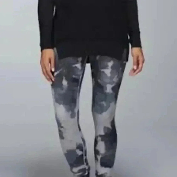 Lululemon Wunder Under Floral Platoon Silver Spoon Gray Leggings Size 4 - Picture 2 of 6